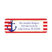 Red and Blue Nautical Themed Anchor Label