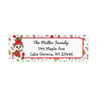 Cute Snowman Holiday Seasonal Festive Label