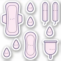 Cute Girly Pink Pad Tampon Set First Period Party Sticker