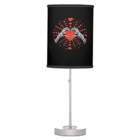 Skeleton Hand Heart Valentines Day Funny 2025 Hear Table Lamp
