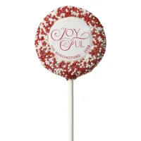 Modern Red Joyful Christmas Holiday  Chocolate Covered Oreo Pop