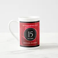 Elegant 15th Rose Wedding Anniversary Celebration Bone China Mug