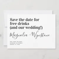 Funny Free Drinks Wedding Save The Date