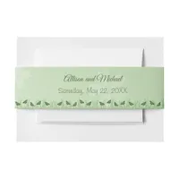 Green butterfly on light green - wedding invitation belly band