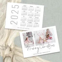 2 Photos 2025 Calendar Script Merry Christmas Holiday Card