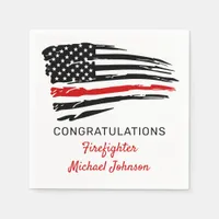 Firefighter Thin Red Line Flag Congratulations Napkins