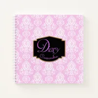 Elegant, Vintage, Damask Pink Diary Notebook