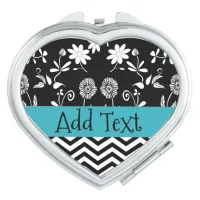 Blue and Black Personalized  Mirror Compact