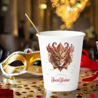 Masquerade Motif Sweet 16 Red Gold ID1032 Paper Cups