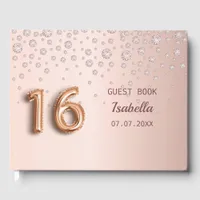 Sweet 16 gold pink diamonds guest book