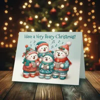 Cute Polar Bears Sing Have a Very Beary Christmas! Card