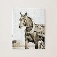 Sepia Amish Horse And Buggy Jigsaw Puzzle