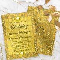 Elegant Ornate Royal Jewelled Gold Wedding Invitation