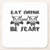 Eat Drink And Be Scary Aesthetic Unique Square Paper Coaster
