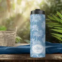 Hawaiian Palm Tree Silhouette Pattern Blue ID1093 Thermal Tumbler