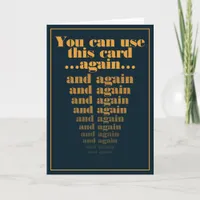 Use This Again Classy Navy Blue Reuseable Greeting Card