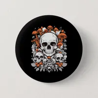 Whimsigoth Skulls & Mushrooms Vintage Botanical Ae Button