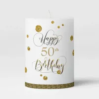 Confetti Gold Birthday ID174 Pillar Candle