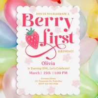Berry Sweet Girl’s 1st Birthday Party - Strawberry Invitation