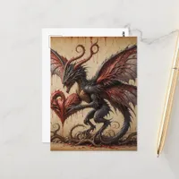 Dragon Bleeding Heart Dark Fantasy Postcard