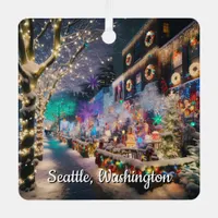 Seattle, Washington at Christmas Time Metal Ornament