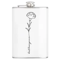 Elegant Birth Month Flower Carnation January Flask