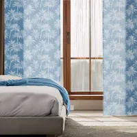 Hawaiian Palm Tree Silhouette Pattern Blue ID1093 Sheer Curtains