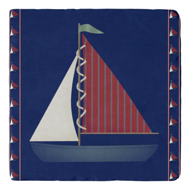 Cute Blue Toy Sailboat Trivet