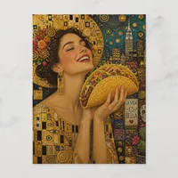 A Joyful Woman With a Taco  Postcard
