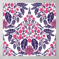 Art Nouveau Pink & Purple–Vintage Floral Scallop  Poster