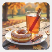 Autumn Blessings | Cider and Donut Square Sticker