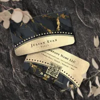 Elegant Vintage Arch Glitter Gold Luxe Black Agate Business Card