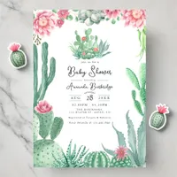 Desert Cactus Floral Baby Shower Invitation