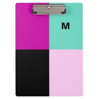 Modern Abstract Stylish Monogram Color Block Clipboard