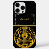 Gold Guitar Artistry Showcases Musical Elegance iPhone 16 Pro Max Case