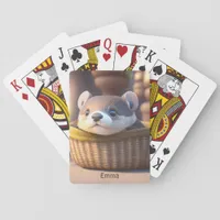 Cute otter baby in a basket - personalizable poker cards