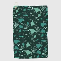 Ocean Stingrays and Fishes Underwater Pattern Golf Towel