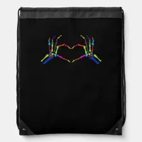 Cute Skeleton Sign Colorful Halloween Classic Drawstring Bag
