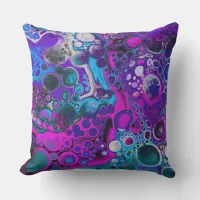 Purple, Blue Modern Abstract Fluid Art Marble Cell Outdoor Pillow