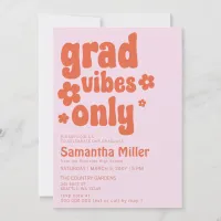 Retro Groovy 70s Hippie Cute Photo Graduation Invitation