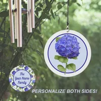 Blue Hydrangea Flowers Personalized   Wind Chime