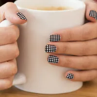 Black and White Buffalo Plaid Checkered Minx Nail Art