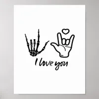 Hands Forming Skeleton Heart Hands Minimal Touch Poster