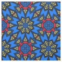 Blue Red Yellow African Tribal Ethnic Pattern Fabric