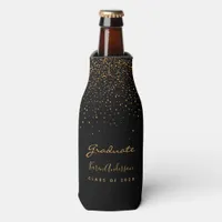 Graduation party graduate black gold bottle cooler
