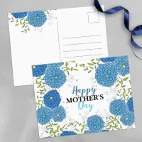 Vibrant Blue Flowers and Green Leaves Mother's Day Postcard