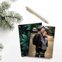 Budget Elegant Floral Holiday Photo Card