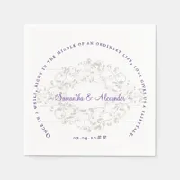 Rustic Crest Ivory Royal Purple Gothic Wedding Napkins