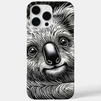 Cute Koala Bear Illustration on Leather Background iPhone 16 Pro Max Case