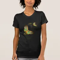 *~* Gold Butterfly on Gold Glitter Gold Dust Black T-Shirt